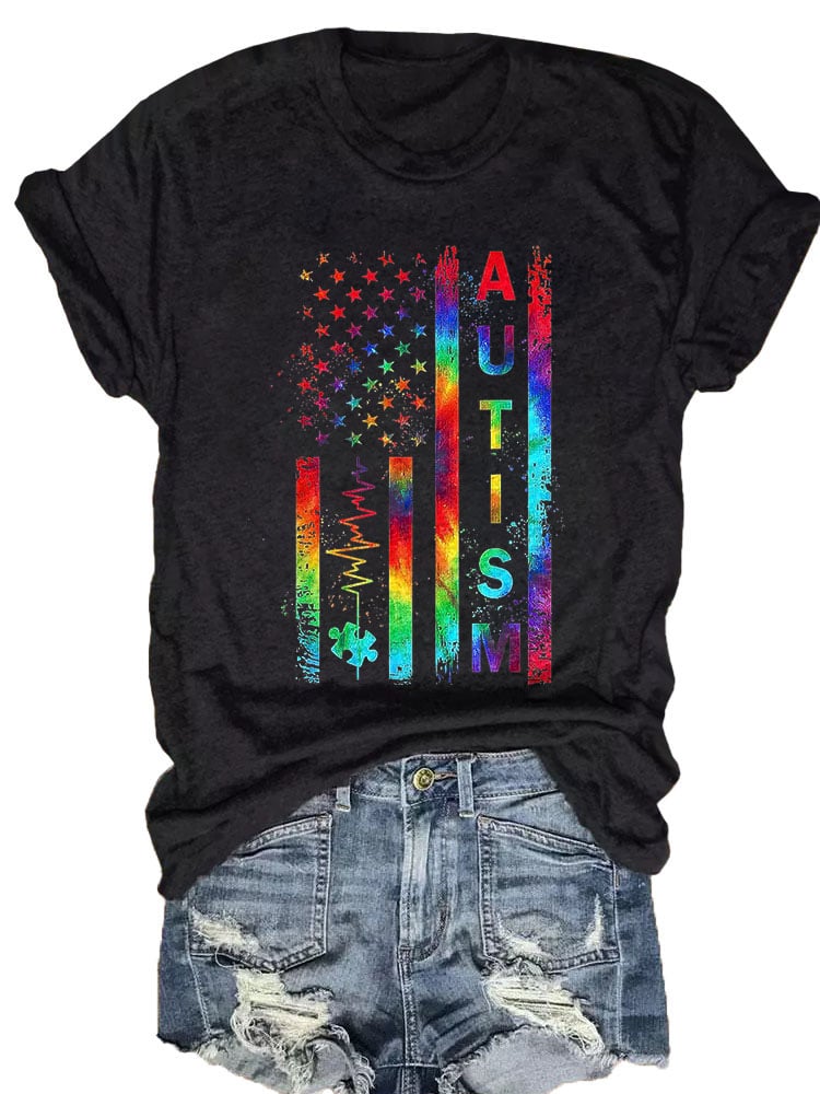 Autism Awareness Print Round neck T-Shirt
