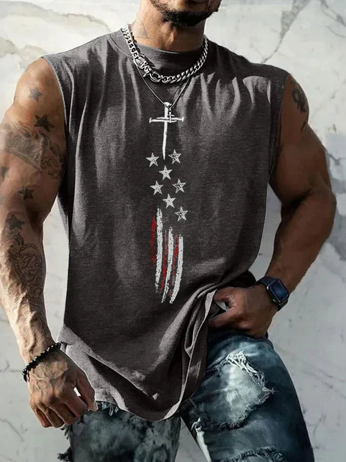 Men'S Sleeveless Casual Cotton And Linen T-Shirt