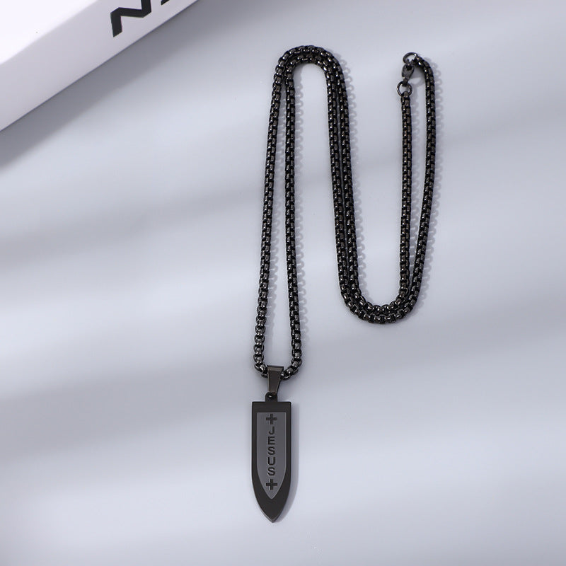 Men's Bullet Shaped JESUS Printed Necklace