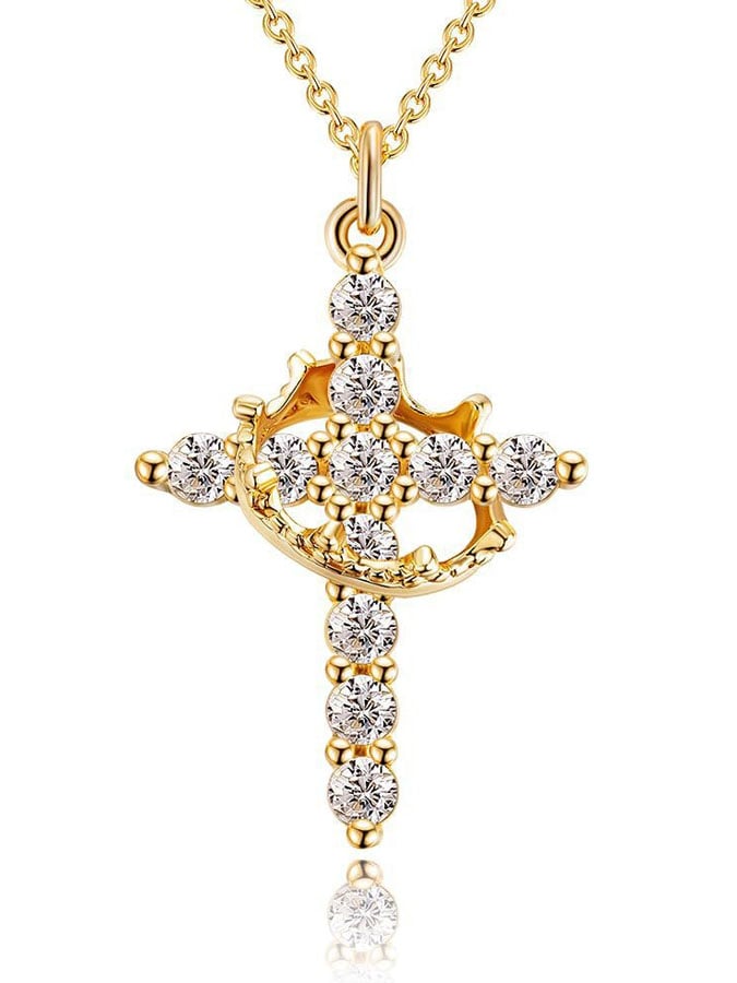 Rotatable Crown Cross Necklace