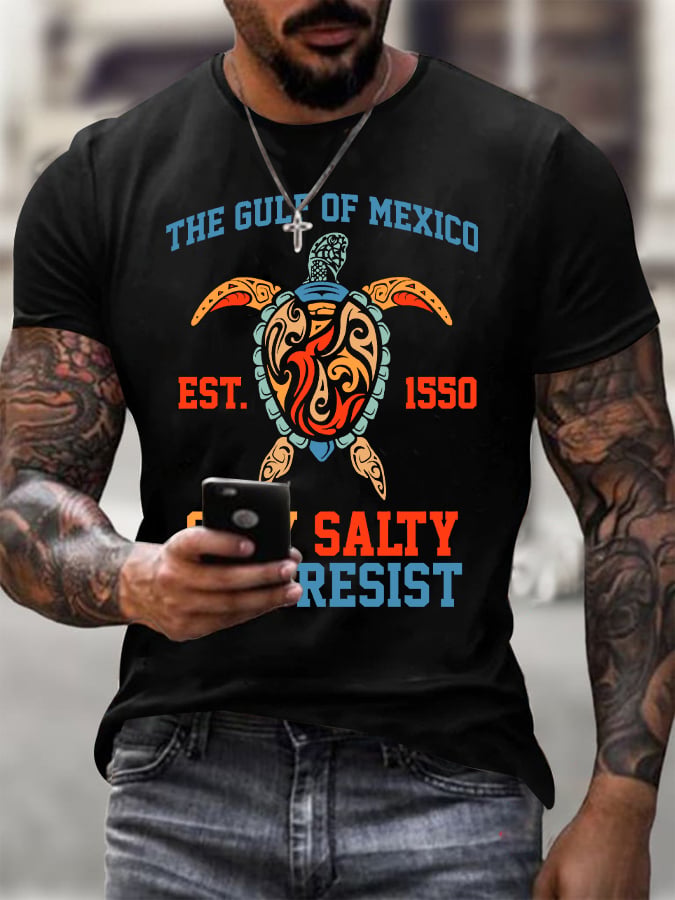 Men's Gulf Of Mexico Printed Round Neck T-Shirt