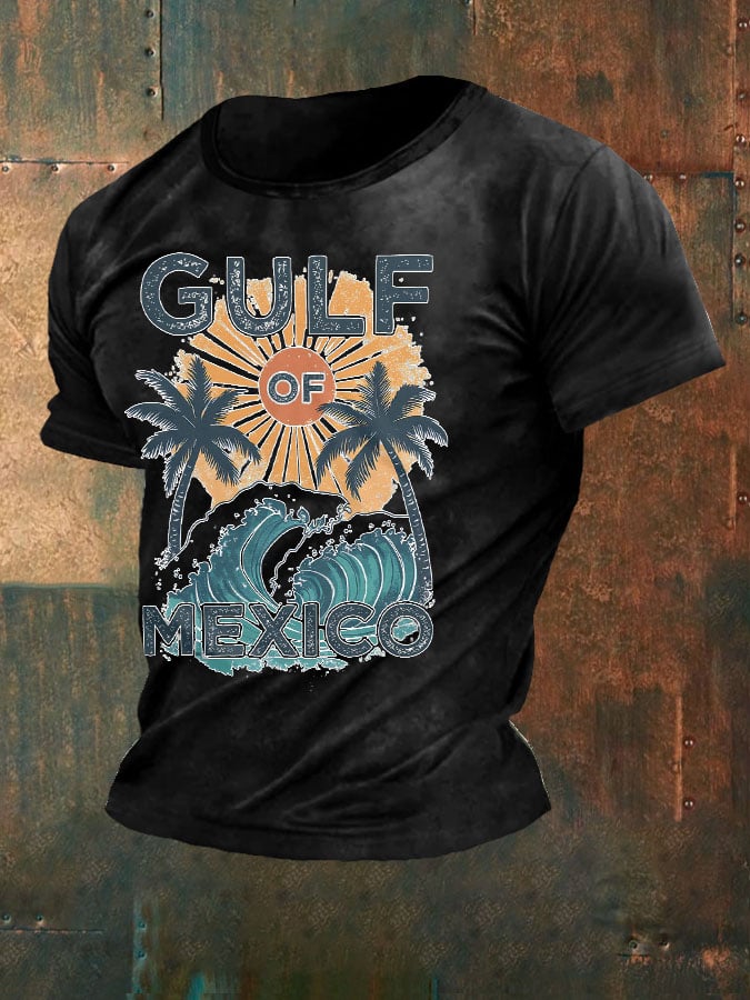 Men'S Retro Gulf Of Mexico Printed Casual Crew Neck T-Shirt