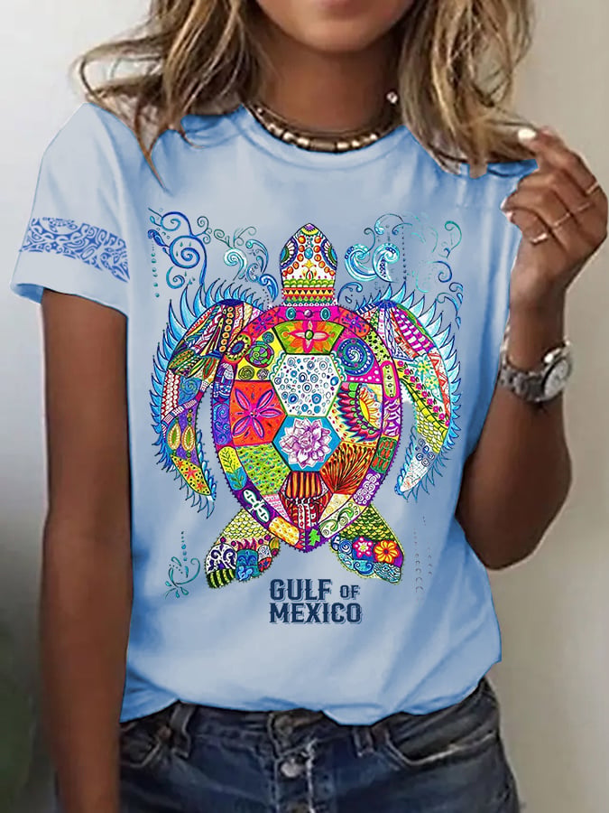 Women's Mexican Printed Crew Neck T-Shirt