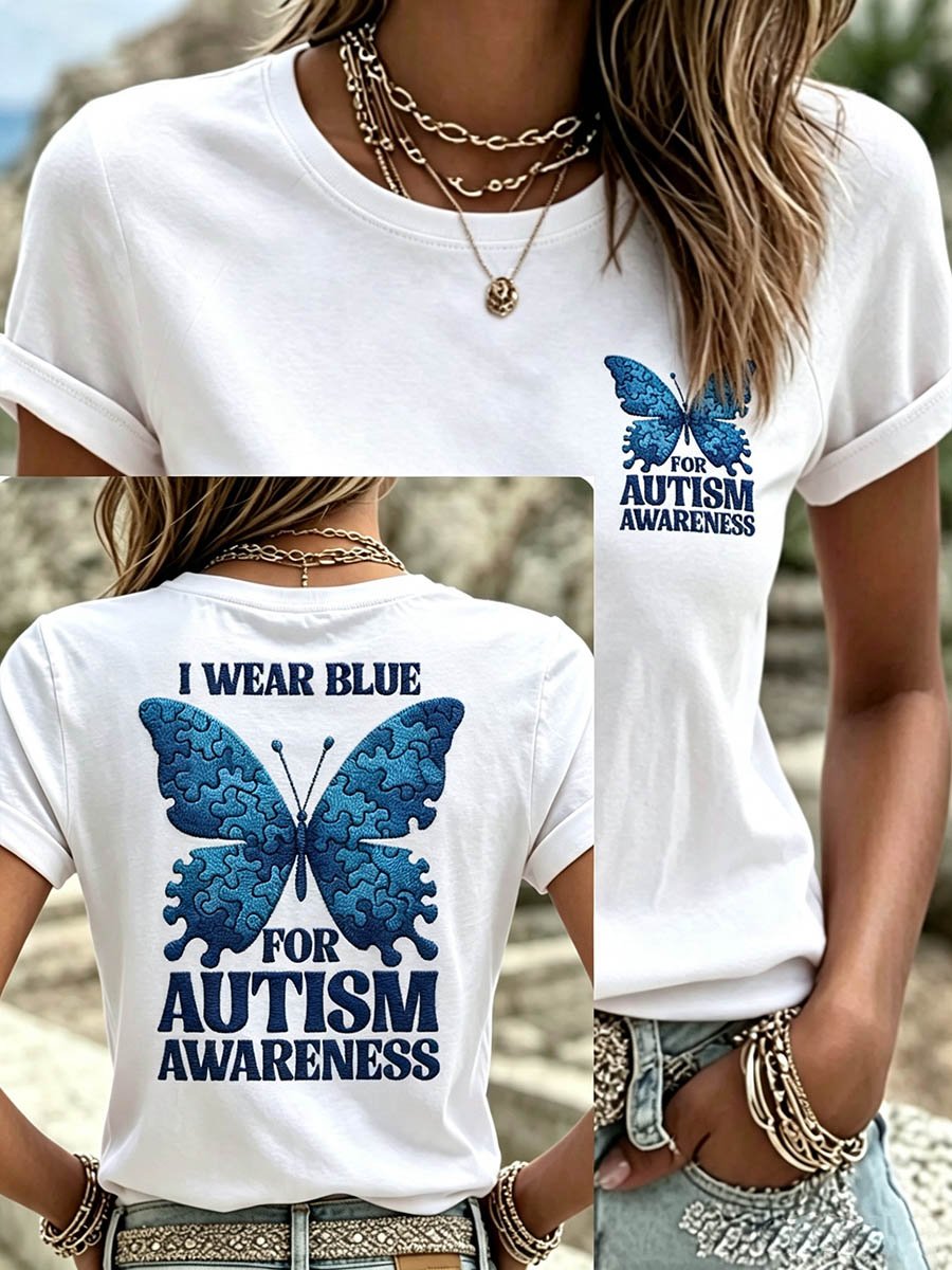Women's Autism Awareness Graphic Casual Crewneck Top