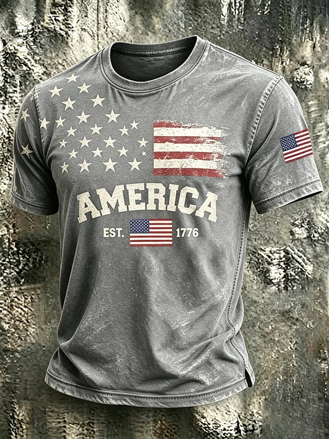 Men's 250th Anniversary Independence Day Art Printed Casual T-shirt
