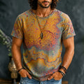 Men's Hippie Psychedelic Swirl Tie Dye Print Short Sleeve T-shirt