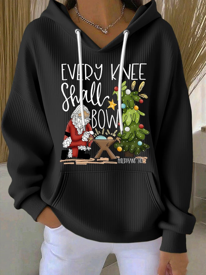 Women's Casual Christmas Nativity Print Long Sleeve Hooded Sweatshirt