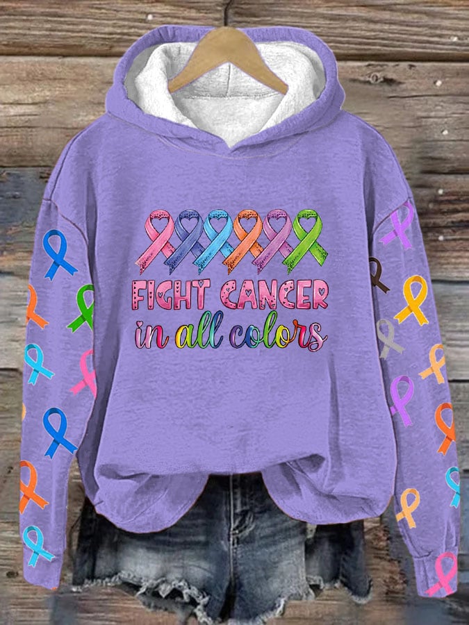 Women's Cancer Awareness Fight Cancer In All Colors Print Sweatshirt