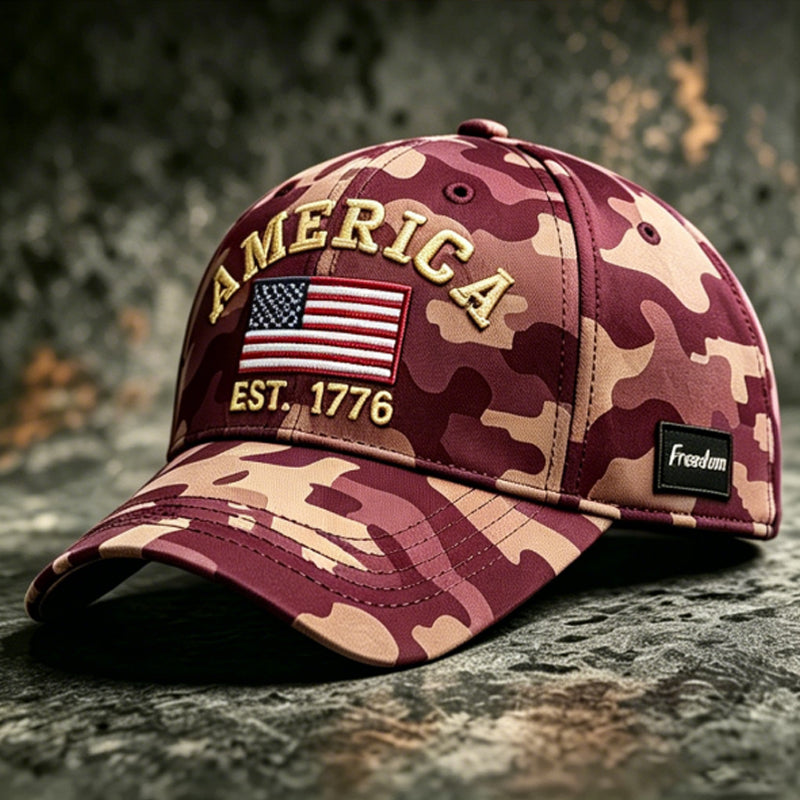 Retro Camouflage Art Print Casual Baseball Cap