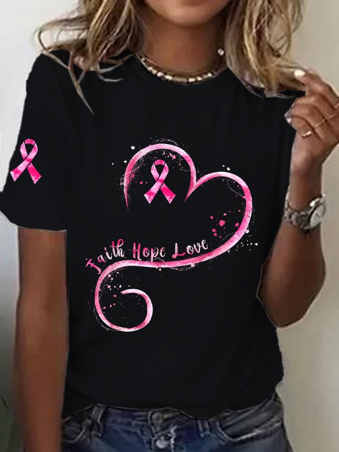 Women's Breast Cancer Awareness Printed T-Shirt