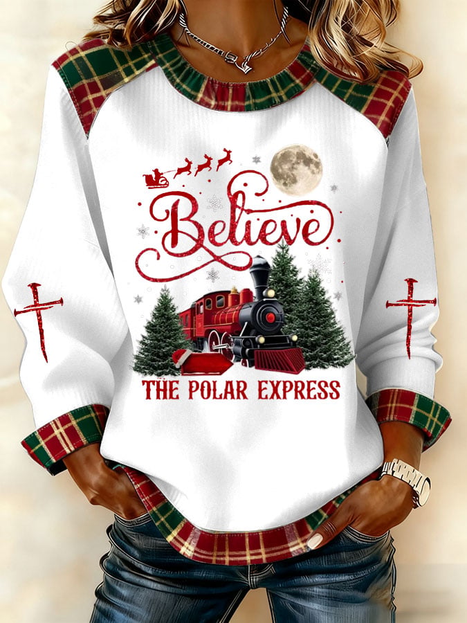 Women's Christmas Believe Print Top