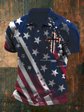 Men's USA 250th Anniversary Camouflage Polo Shirt - Vintage Distressed American Flag Embroidery, Casual Collared Short Sleeve