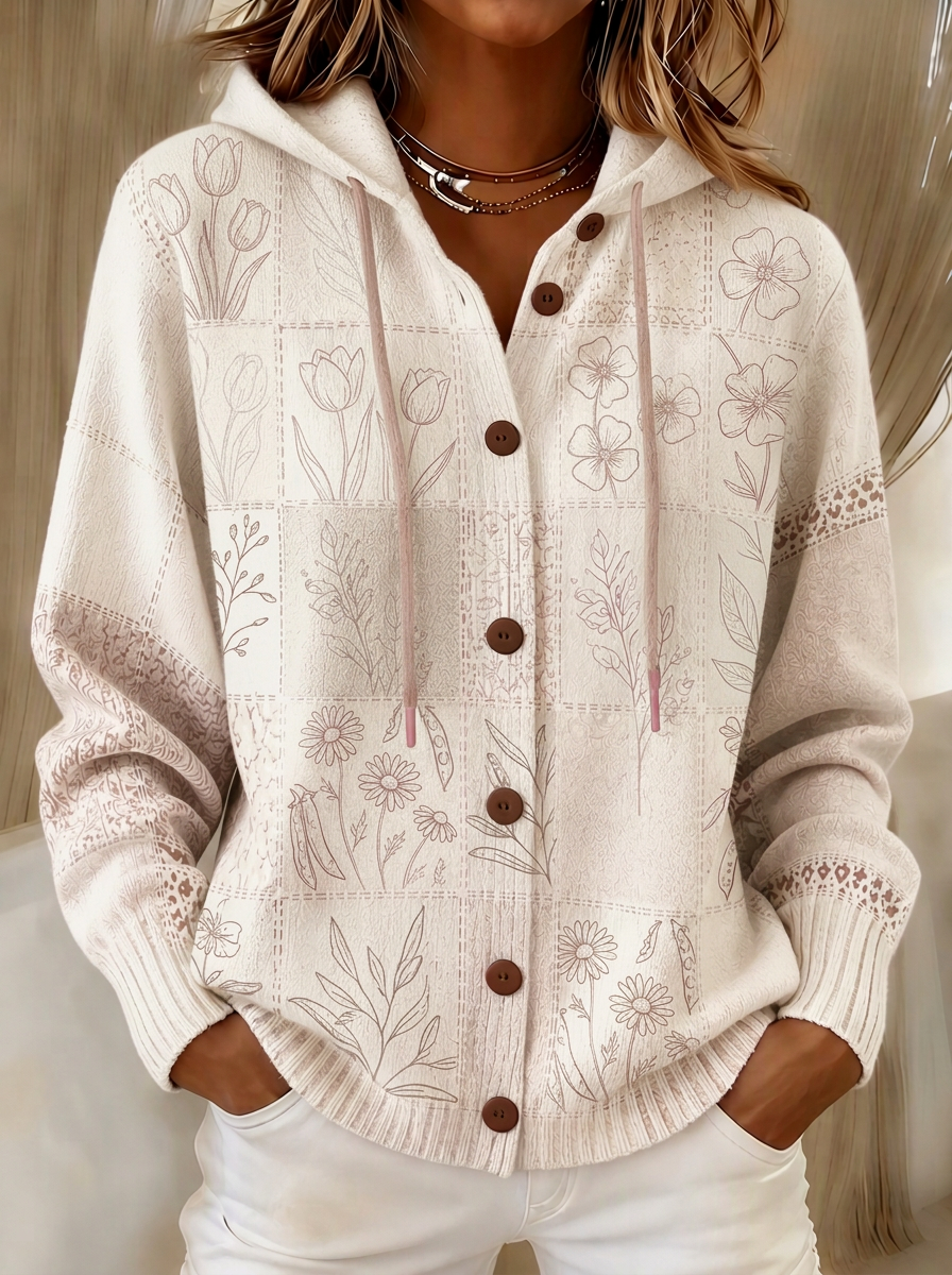 Women's Breast Cancer Awareness Pink Floral Patchwork Printed Cardigan