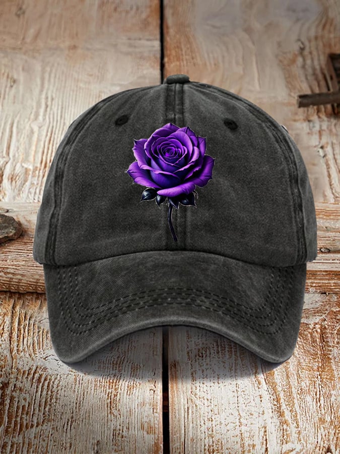 Alzheimer's Awareness Purple Rose Hat
