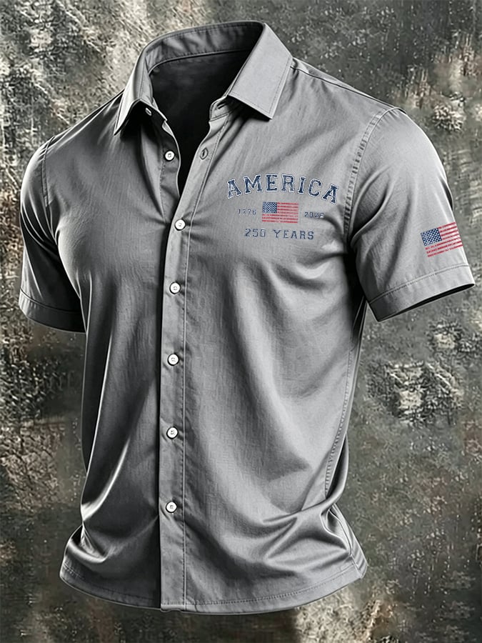 Men's Casual Printed Short-Sleeve Shirt