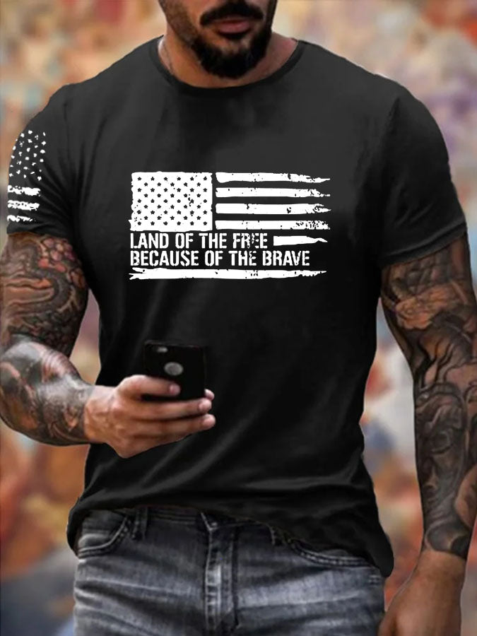 Independence Day Land Of The Free Pattern 100% Cotton T-Shirt