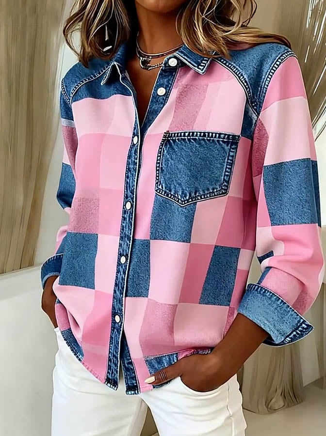 Women's Casual Contrast  Print Shirt