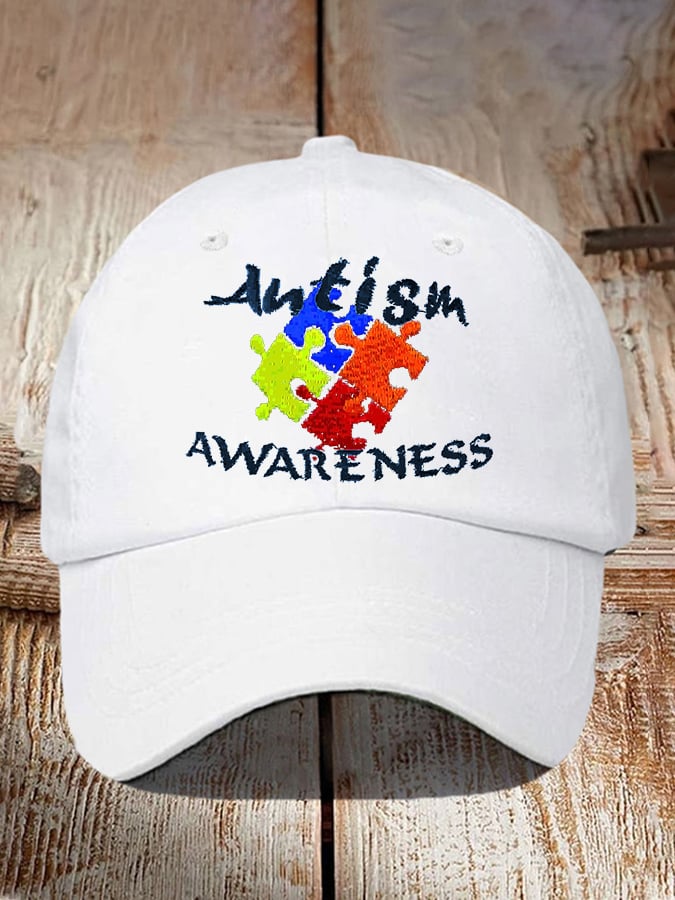 Retro Autism Awareness Puzzle Print Baseball Cap