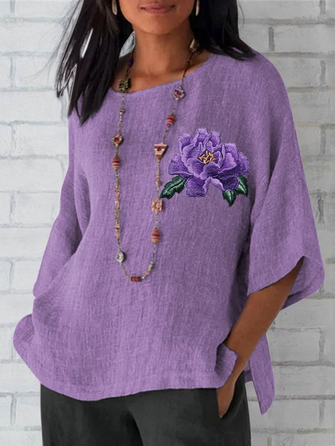 Women's Purple Flower Alzheimer's Awareness Support Shirt