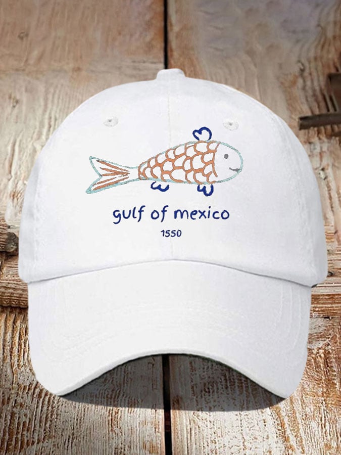 Retro Gulf Of Mexico 1550 Printed Baseball Cap