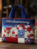US 250th Anniversary Floral Art Casual Quilted Tote Bag