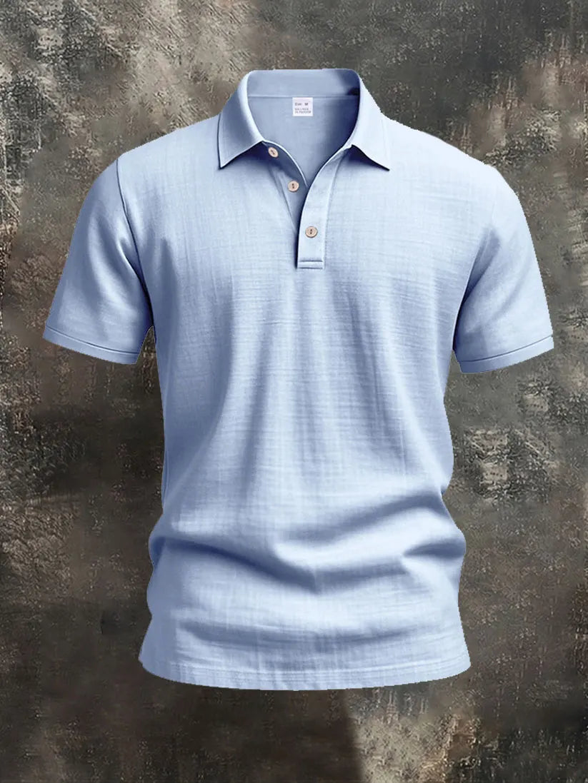 Men's Linen Short Sleeve Polo Shirt