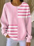 Women'S Breast Cancer Promotional Print Casual Waffle Sweatshirt