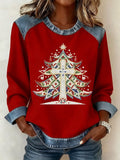 Women's Christmas Pattern Patchwork Comfortable Sweatshirt