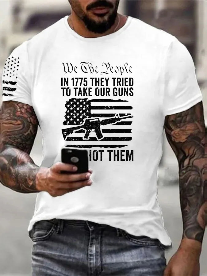 Independence Day  We The People To Take Our Gun We Shot Them Pattern 100% Cotton T-Shirt