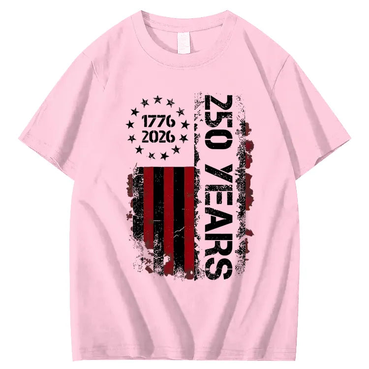 250 Years Anniversary USA Shirts Mens 250th American Flag 100% Cotton T-Shirt