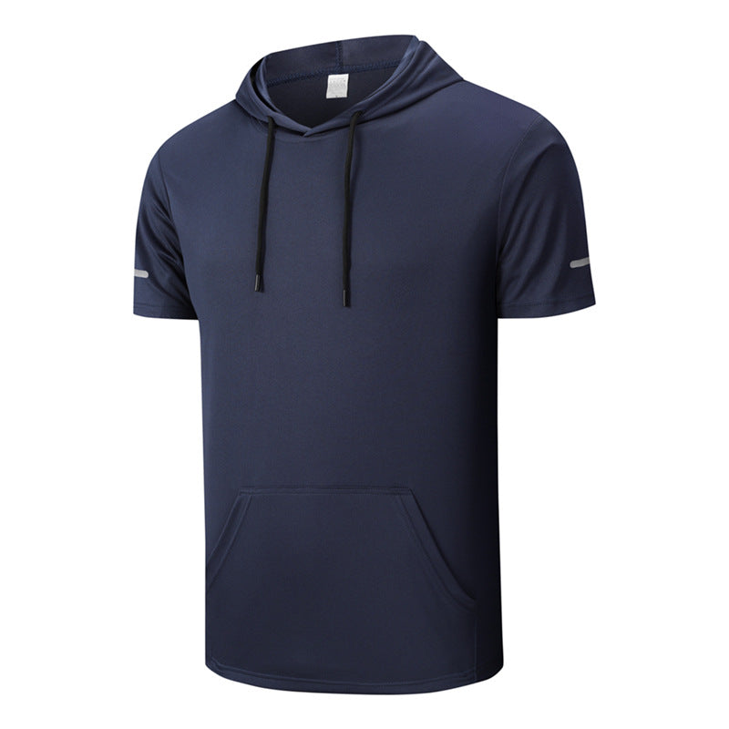 Men's Solid Color Short-Sleeve Sporty T-Shirt Hoodies