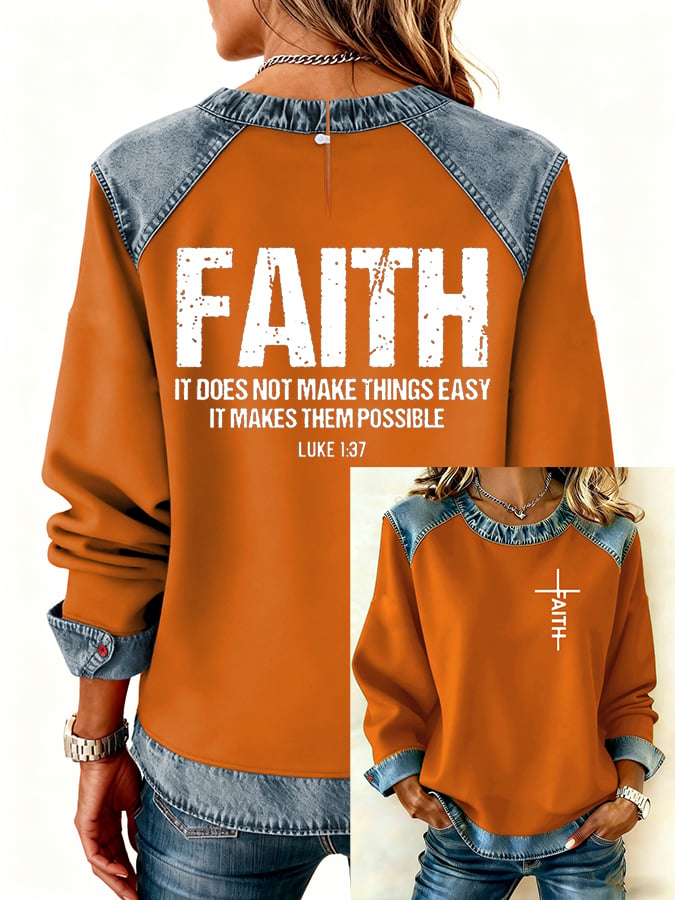 Women's Casual Faith Print Sweatshirt