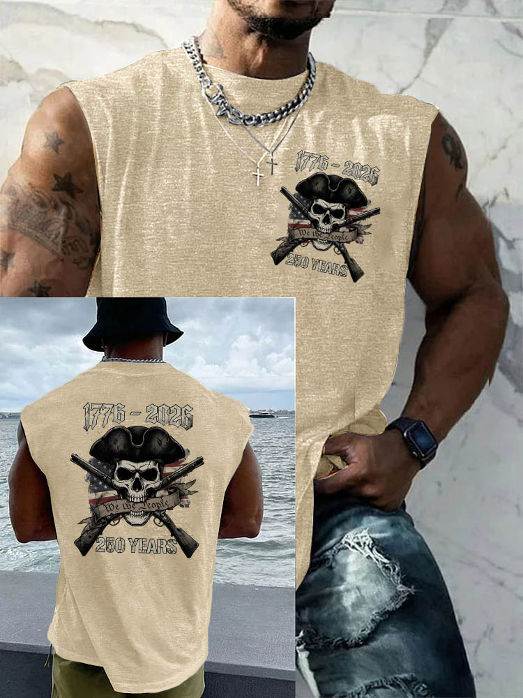 1776 -2026 250 Years Pattern Round Neck 100% Cotton Tank Top