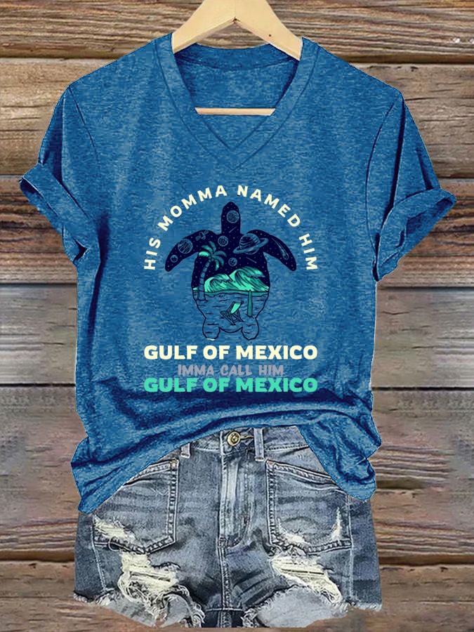 Women's Gulf of Mexico Print V-Neck T-Shirt