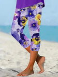 Women's Alzheimer's Purple Floral Leggings