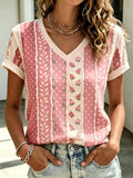 Women's Floral Print V-Neck Top