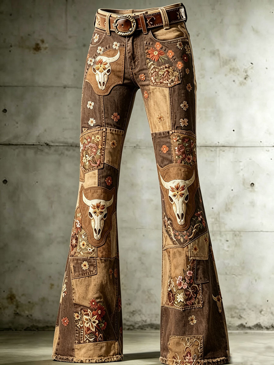 Ladies' Western Style Denim Trumpet Pants