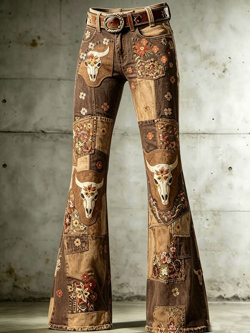 Ladies' Western Style Denim Trumpet Pants