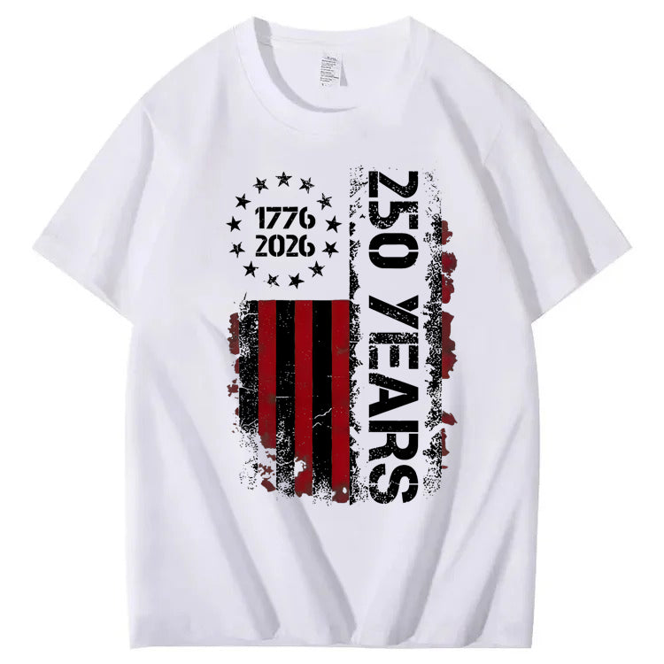 250 Years Anniversary USA Shirts Mens 250th American Flag 100% Cotton T-Shirt