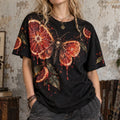 Women's Gothic Blood Orange Death Moth Graphic Casual T-shirt