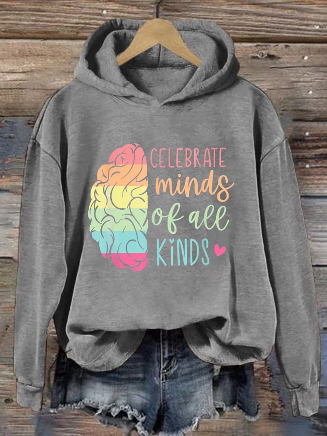Women'S Celebrate Minds Of All Kinds Print Long Sleeve Sweatshirt