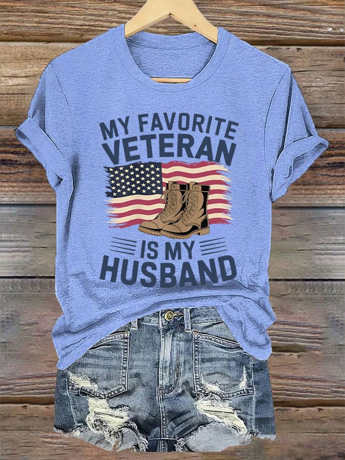 Women's 'My Favorite Veteran Is My Husband' Print T-Shirt