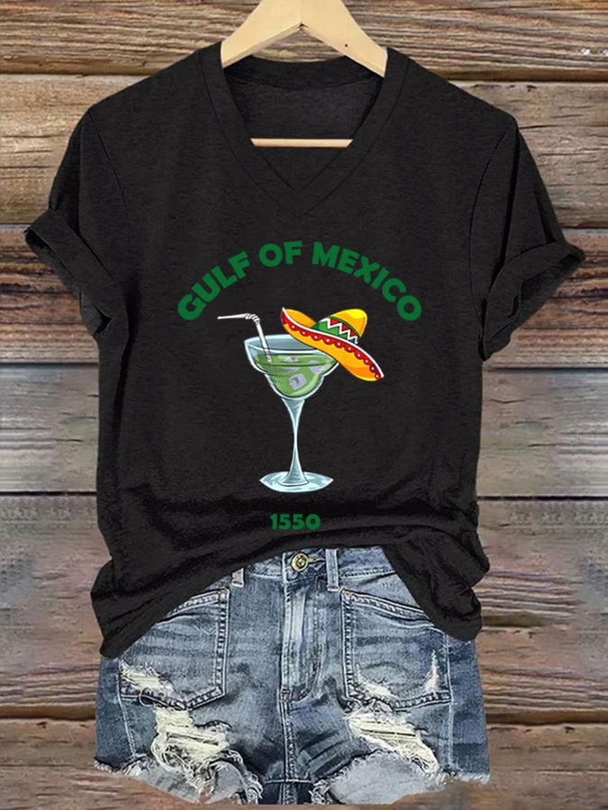 Women's Gulf of Mexico Print V-Neck T-Shirt