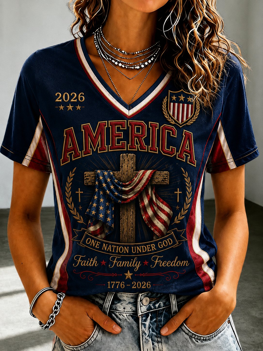 Women's Cross Faith Print T-Shirt