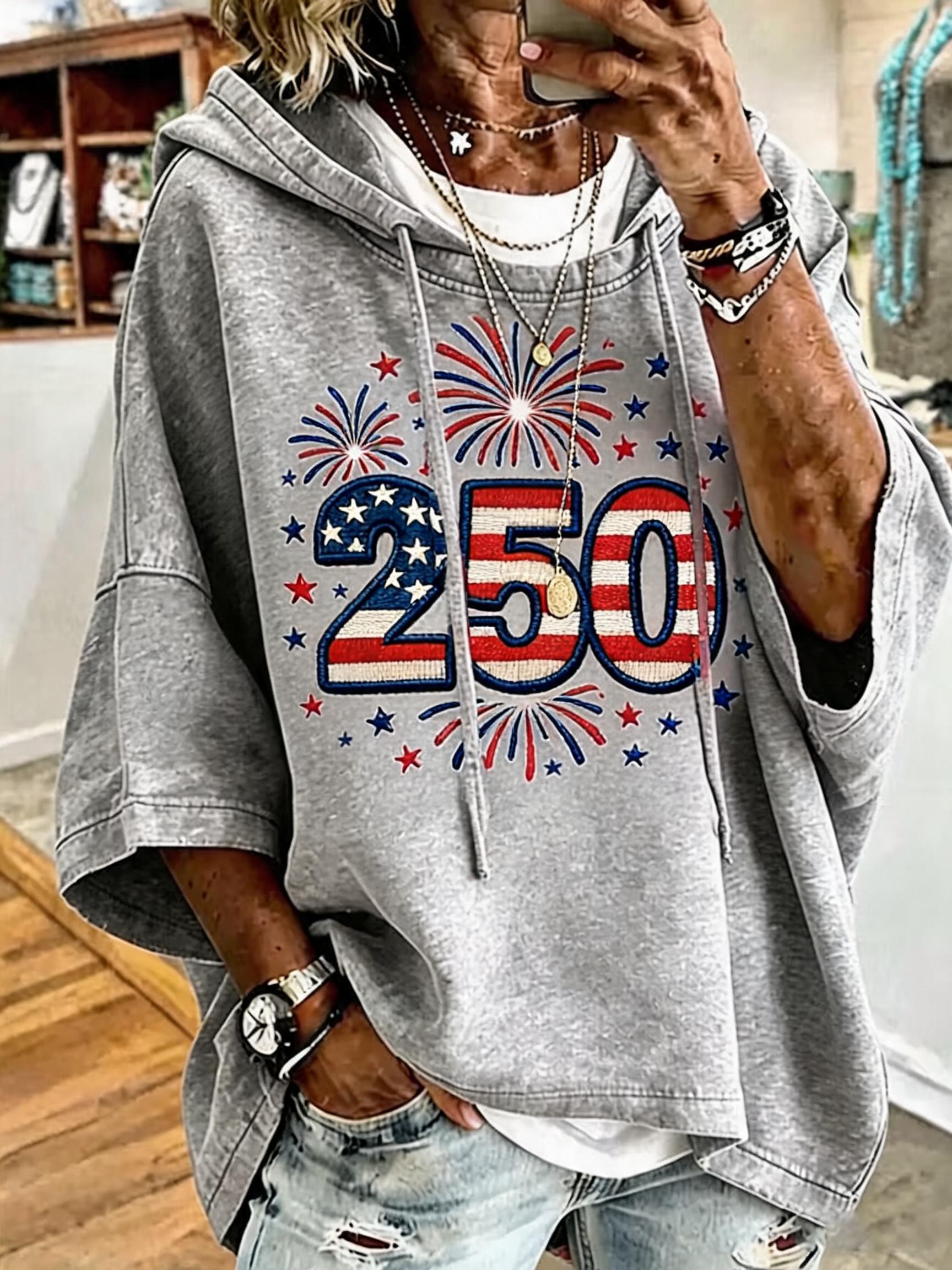 250th Anniversary Of Patriotism Fireworks Oversized Hoodie