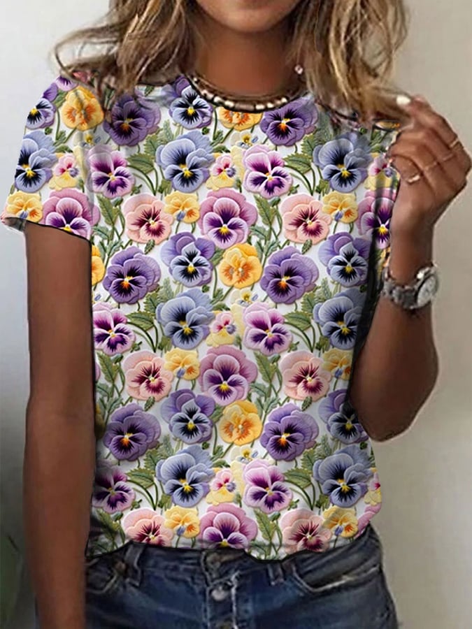 Women's Alzheimer's Flower Print Tee
