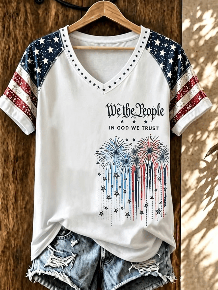 Women's Love Jesus And America Too  Printing  T-Shirts