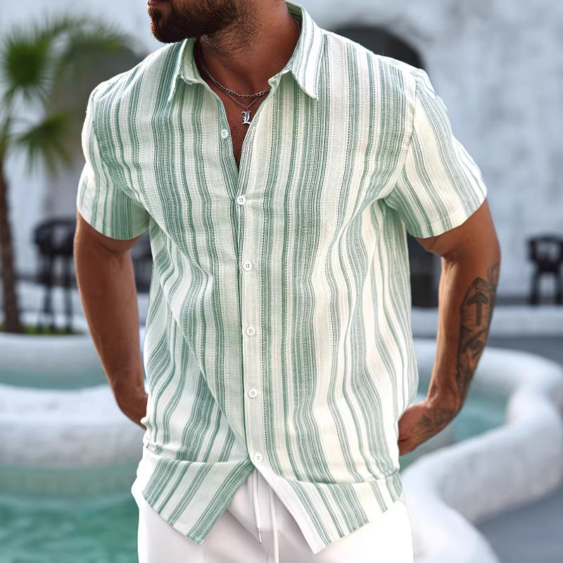 Men's slim short-sleeved collared shirt