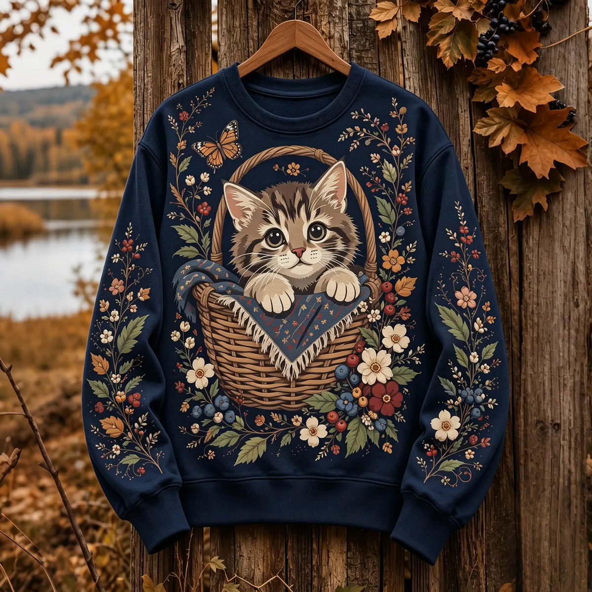 Women's Autumn Cute Cat Art Regular Sweatshirt