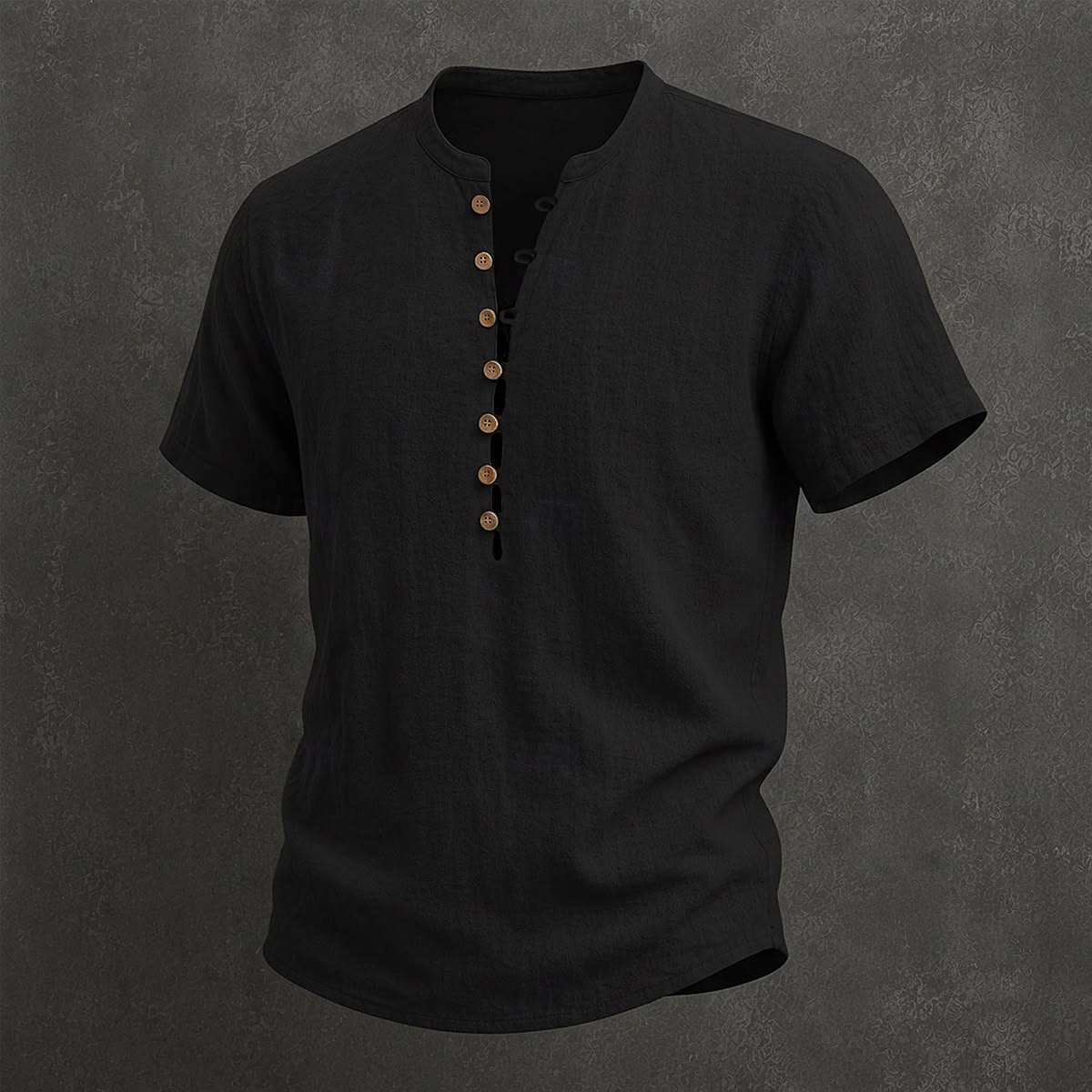 Men's Linen Short Sleeve Henley  T-Shirt